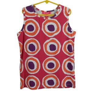 CR Kids Sleeveless Tank Top 7/8 Red With Orange & Purple Circles Cotton Blend